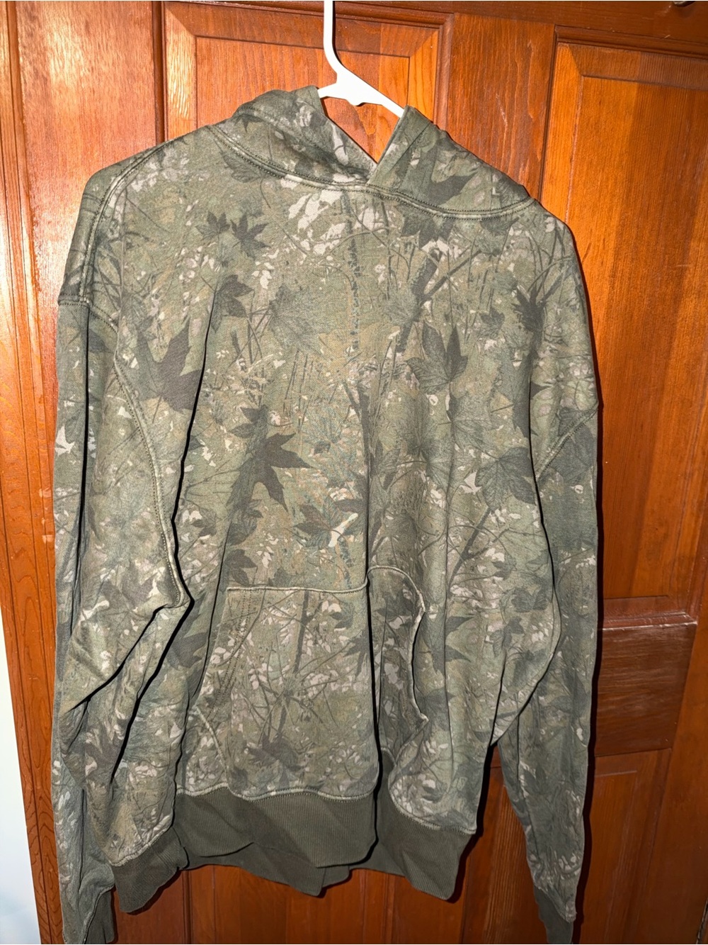Men's Camouflage Hooded Pullover- Olive Green